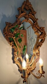 Starožitné osvětlené zrcadlo, lampička - 3