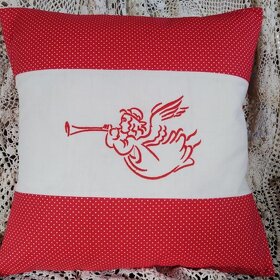 Vyšívaný vánoční polštářek - povlak 3 kusy - ANDĚL - STROM - 3