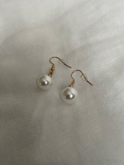 Měděně zlaté náušnice s perlami - 3