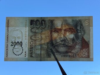 500 Sk BIMILENIUM 2000, stříbrný přetisk, UNC - POSTUPKA - 3