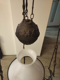 Starožitný lustr na kahan, lampu, petrolejku - 3
