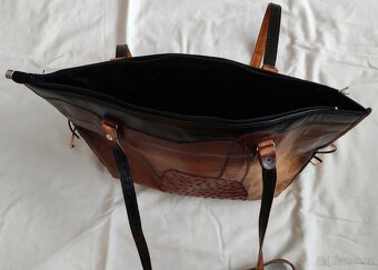 Kožená kabelka, ruční výroba - 3