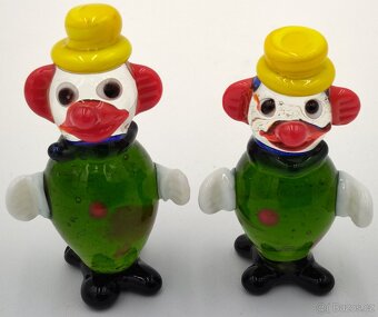 Sběratelské staré retro skleněné Figurky 2x Klaun 6,5cm - 3