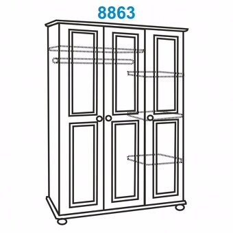 Dřevěná skříň 3dveřová 8863 lakovaná - 3