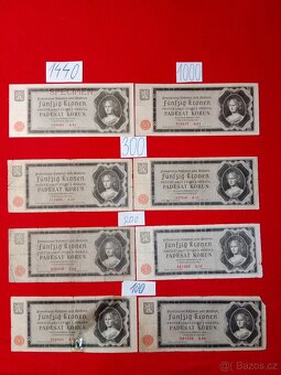 Protektorát Čechy a Morava druhá část ceny u každé bankovky - 3