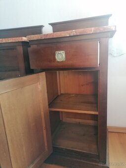 Starožitné noční stolky s mramorem – pár - 3