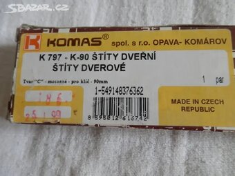 Dveřní štíty mosazné KOMAS - nové, orig. balení - 3