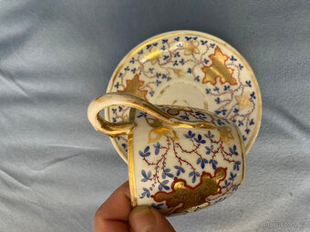 Starožitný porcelánový hrnek s podšálkem Horní Slavkov - 3