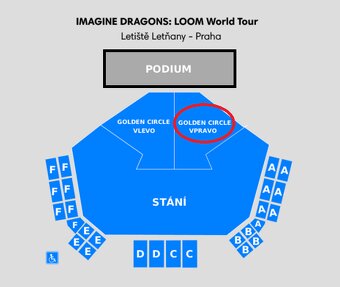 Imagine Dragons, 9.6.2025 Praha - Letňany, 2x Golden Circle - 3