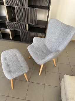Culty designové křeslo Siderno s podnožkou šedé - 3