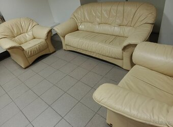 Kožená sedací souprava + 2 křesla - PRAVÁ KŮŽE, TOP STAV - 3