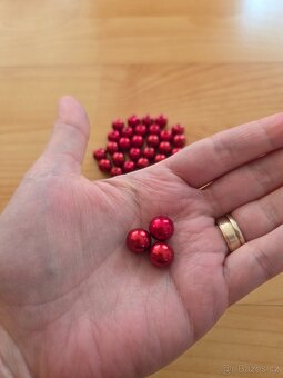 Voskované perličky - červená - 10 mm - 30 ks - 3