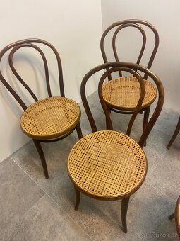 Stylová sada 7 originálních ohýbaných židlí Thonet – rákosov - 3
