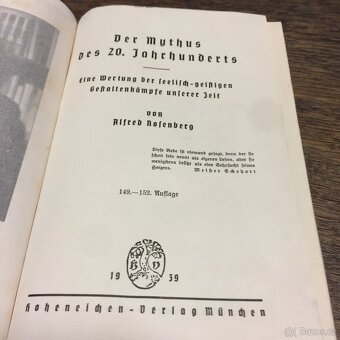 německá kniha A. Rosenberg Der Mythuss 20. NSDAP 1939 - 3