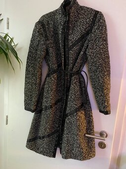 Mango tvifovy kabat cerny sedy vlneny kasmirovy - 3