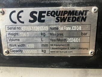 Paletizační vidle 4tuny nosnost, kované, úchyt JCB Q-fit - 3