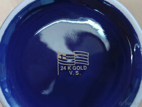grecka keramika - modra so zlatym ornamentom - vaza a salok - 3