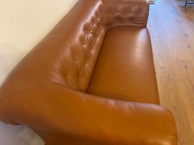 Renovovaný historický kožený nábytek - sofa + křeslo - 3
