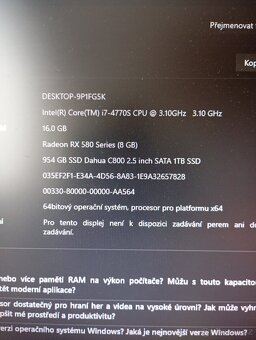 Starší herní PC Intel Core I7-4770S 3.10ghz. - 3