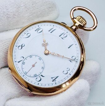 14K ZLATÉ PÁNSKÉ KAPESNÍ HODINKY S ŘETÍZKEM - FUNKČNÍ - 3
