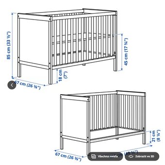 Dětská postýlka SUNDVIK, IKEA 900,-kč - 3