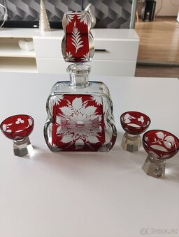 Starožitna karafa + 3 sklenice - 3