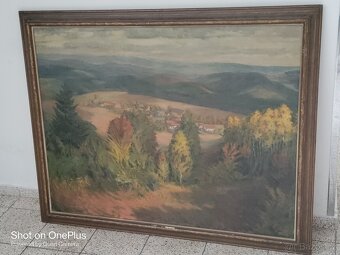VELKÝ OBRAZ OLEJ NA PLÁTNĚ-FRANTISEK THER-SEJCKÁ LHOTA 1950 - 3