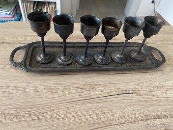 kalíšky, panáci starožitné kovové - 3