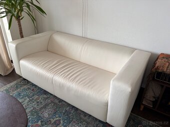 Kožená bílá sedačka/gauč - 3