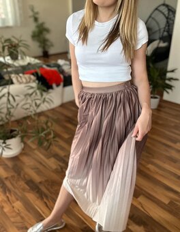 Růžová ombré plisovaná sukně, 34/XS, Sinsay - 3