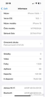 iPhone 15 black 128gb, záruka ČR TOP stav - 3