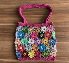 Háčkovaná taška kytičky tmavě zelená - doprava zdarma - 3