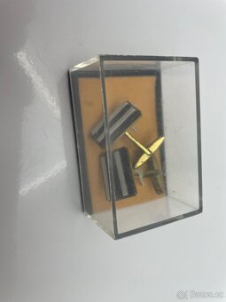 Retro manžetové knoflíky – černobílé pruhy, původní krabička - 3