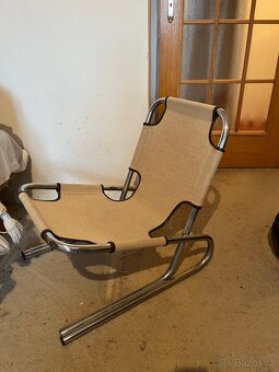 70’ designové křesílko z ohýbaného kovu s polstry - 3