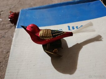 Sada 4 ks - Retro/Vintage Skleněné Vánoční Ozdoby Ptáčci - 3