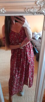 Shein vínové květinové dlouhé šaty s páskem - NOVÉ - 3