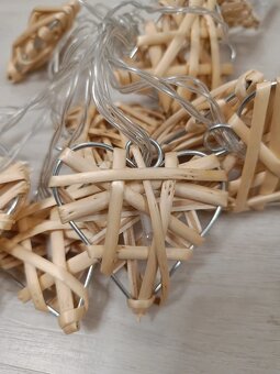 Slaměné svítící ozdoby, srdíčka - nové - 3