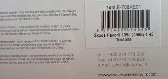 ABREX 1:43 TEST SM ŠKODA FAVORIT LIMITKA 300 KS - 3