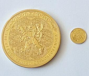 Sběratelská sada  100 let ČSR 1ks zlato a 6ks pozlac.měď - 3