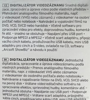 Digitalizátor videozáznamu – nový, vč.adaptérů, kabelů, ovla - 3