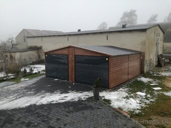 moderni garaz , dvojgaraz , drevodekor, plechova garaz - 3