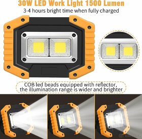 Pracovní / otdoor odolná LED COB lampa 30W + powerbanka - 3