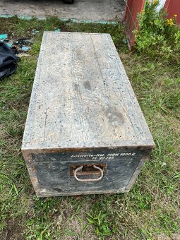 Stará Německá vojenská dřevěná okvoná bedna pro Wermacht - 3