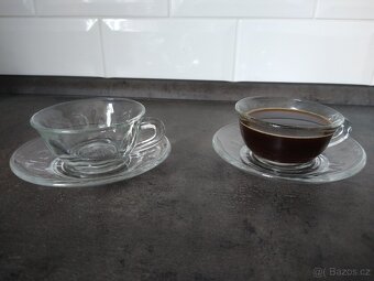 Vintage sada skleněné hrníčky a podšálky 12 ks - 3
