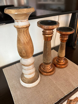 Dřevěné svícny moderní -3 kusy - 3