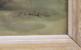 František Hanuš Hérink (1889), tempera (olej) XXL 61x75 cm - 3