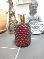 Skleněná ozdobná váza cervena a šedá - 3