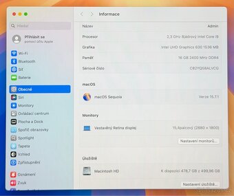 MacBook Pro 15” 2019 /16GB RAM/Intel i9/512GB SSD/Záruka - 3