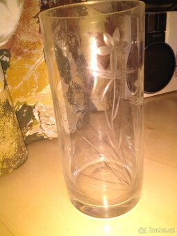 Váza a miska skleněné zdobené - 3