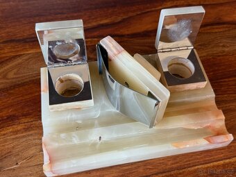 Starožitný mramorový kalamář s kolébkou na piják - ONYX - 3